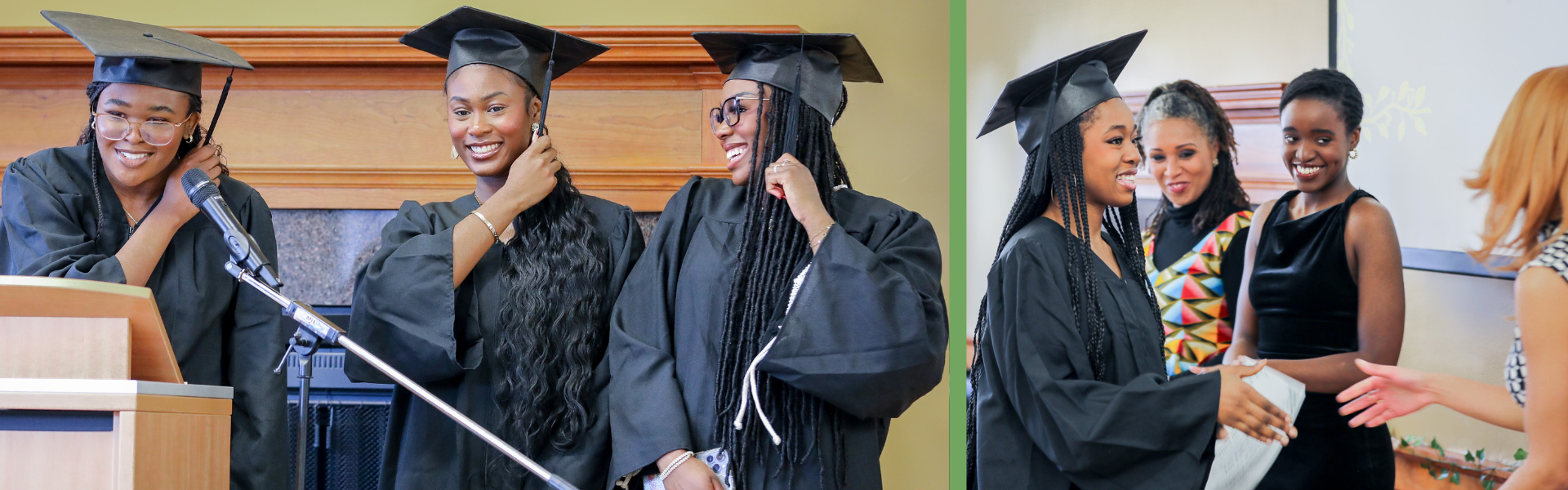 Picture of three Black Graduates from 2024 standing at a podium
