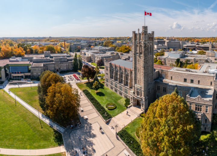 An aerial shot of Western's campus in the fall.