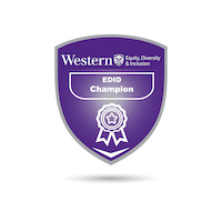 EDID Champion Badge which has a symbol of a ribbon at the bottom
